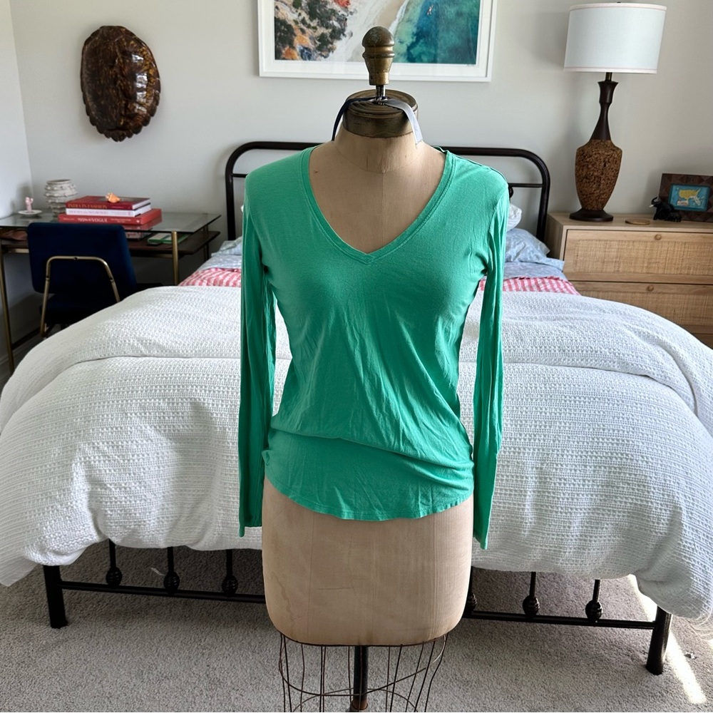 Lilly Pulitzer Green Long Sleeve Jodie Cotton Top Tee Shirt Size S